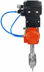 Затвор дисковый поворотный WBV3232E-2W-Fb-H Ду200 Ру16, корпус - нержавеющая сталь 316L, диск - нержавеющая сталь 316L, уплотнение - EPDM, с пневмоприводом PA-DA-130 и с электропневматическим поворотным позиционером YT-1000RSN с обратной связью