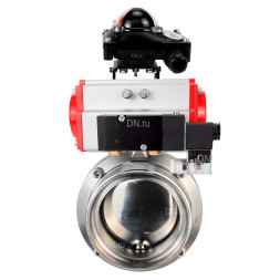 Затвор дисковый поворотный WBV3131E-2W-T-H Ду15 Ру10 резьбовой, пищевая нержавеющая сталь 304, уплотнение – EPDM, с пневмоприводом PA-DA-065, пневмораспределителем 4M310-08 DC24V и БКВ APL-210N
