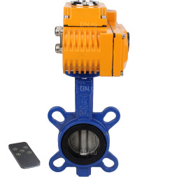 Затвор дисковый поворотный WBV1432E-2W-Fb-H Ду125 Ру16, корпус - чугун GGG50, диск - нержавеющая сталь 316L, уплотнение - EPDM, с электроприводом QT-N-010EM-B1-220VAC-У1 220В (0-10В) HARK
