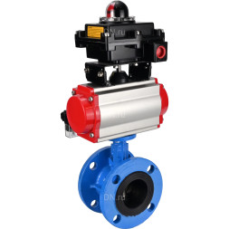 Затвор дисковый поворотный WBV1313E-2W-F-H Ду80 Ру16 фланцевый, корпус - чугун GGG40, диск - чугун GGG40, уплотнение - EPDM, с пневмоприводом PA-DA-105, пневмораспределителем 4M310-08 AC220V и БКВ APL-410N EX
