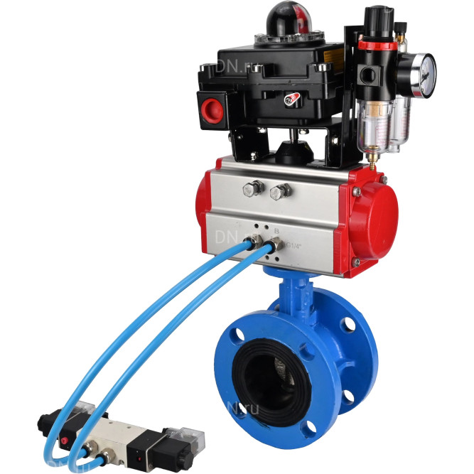 Затвор дисковый поворотный WBV1313E-2W-F-H Ду50 Ру16 фланцевый, корпус - чугун GGG40, диск - чугун GGG40, EPDM, с пневмоприводом PA-DA-105, пневмораспределителем 4V320-08 AC220V, БКВ APL-410N EX и БПВ AFC2000 в Уфе