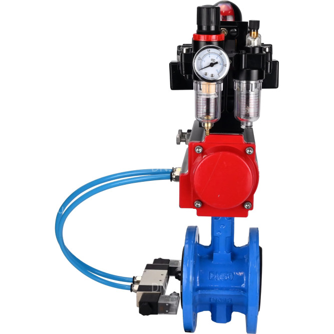 Затвор дисковый поворотный WBV1313E-2W-F-H Ду50 Ру16 фланцевый, корпус - чугун GGG40, диск - чугун GGG40, EPDM, с пневмоприводом PA-DA-105, пневмораспределителем 4V320-08 AC220V, БКВ APL-410N EX и БПВ AFC2000 в Уфе