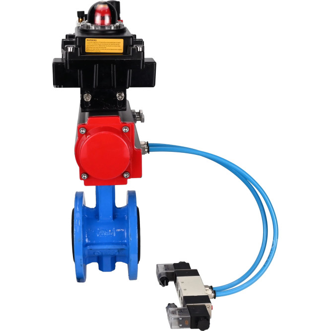 Затвор дисковый поворотный WBV1313E-2W-F-H Ду50 Ру16 фланцевый, корпус - чугун GGG40, диск - чугун GGG40, EPDM, с пневмоприводом PA-DA-105, пневмораспределителем 4V320-08 AC220V, БКВ APL-410N EX и БПВ AFC2000 в Уфе