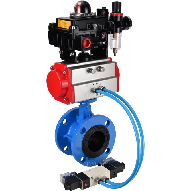 Затвор дисковый поворотный WBV1313E-2W-F-H Ду50 Ру16 фланцевый, корпус - чугун GGG40, диск - чугун GGG40, EPDM, с пневмоприводом PA-DA-105, пневмораспределителем 4V320-08 AC220V, БКВ APL-410N EX и БПВ AFC2000 в Уфе