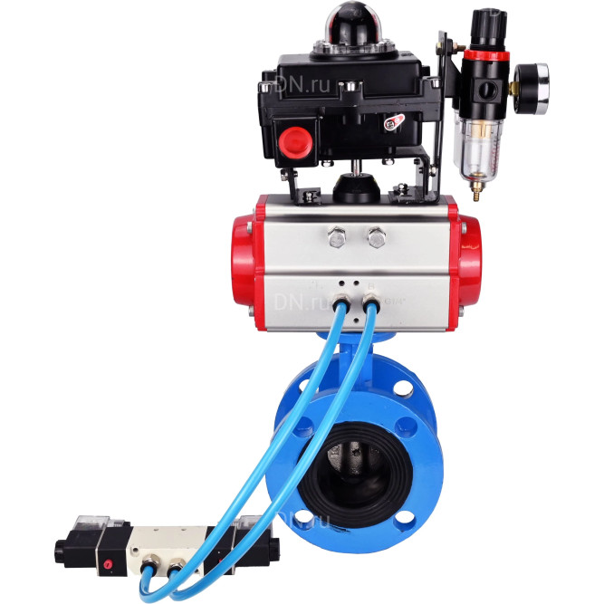 Затвор дисковый поворотный WBV1313E-2W-F-H Ду50 Ру16 фланцевый, корпус - чугун GGG40, диск - чугун GGG40, EPDM, с пневмоприводом PA-DA-105, пневмораспределителем 4V320-08 AC220V, БКВ APL-410N EX и БПВ AFC2000 в Уфе