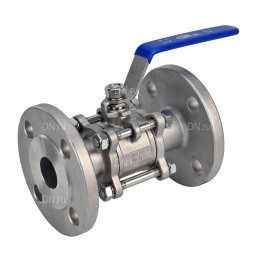 Кран шаровой BV3232P(3pc)-FP-F-H Ду32 Ру40, полнопроходной, трехсоставной, нержавеющая сталь 316, уплотнение - PTFE, фланцевый с рукояткой 11х11