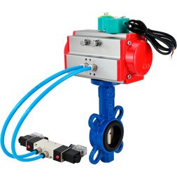 Затвор дисковый поворотный WBV1413E-2W-Fb-H Ду150 Ру16 межфланцевый, корпус - чугун GGG50, диск - чугун GGG40, уплотнение - EPDM, с пневмоприводом PA-DA-105, пневмораспределителем 4M320-08 AC220V, магнитным переключателем ALS200D