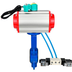 Затвор дисковый поворотный WBV1413E-2W-Fb-H Ду80 Ру16 корпус - чугун GGG50, диск - чугун GGG40, уплотнение - EPDM, с пневмоприводом PA-DA-065, пневмораспределителем 4V320-08 AC220V и магнитным переключателем ALS200D