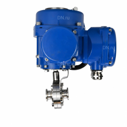 Затвор дисковый поворотный WBV3131S-2W-C-H Ду80 Ру10 кламповый, корпус - пищевая нержавеющая сталь 304, уплотнение - Silicon, с электроприводом QT-N-005M-O2-220VAC-У1 с моментной муфтой и штурвалом