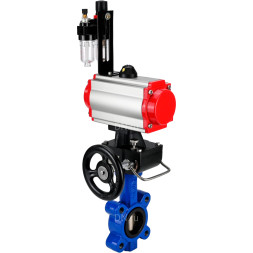 Затвор дисковый поворотный WBV1616E-2W-Fb-H Ду125 Ру16 LUG корпус - чугун QT450, диск - чугун QT450, уплотнение - EPDM, с пневмоприводом PA-DA-105, пневмораспределителем 4M310-08 DC24V, дублером MON3-700-T38-ISO и БПВ AFC2000