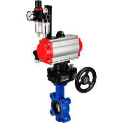 Затвор дисковый поворотный WBV1616E-2W-Fb-H Ду125 Ру16 LUG корпус - чугун QT450, диск - чугун QT450, уплотнение - EPDM, с пневмоприводом PA-DA-105, пневмораспределителем 4M310-08 DC24V, дублером MON3-700-T38-ISO и БПВ AFC2000