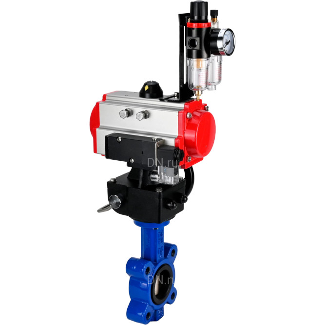 Затвор дисковый поворотный WBV1616E-2W-Fb-H Ду125 Ру16 LUG корпус - чугун QT450, диск - чугун QT450, уплотнение - EPDM, с пневмоприводом PA-DA-105, пневмораспределителем 4M310-08 DC24V, дублером MON3-700-T38-ISO и БПВ AFC2000 в Уфе
