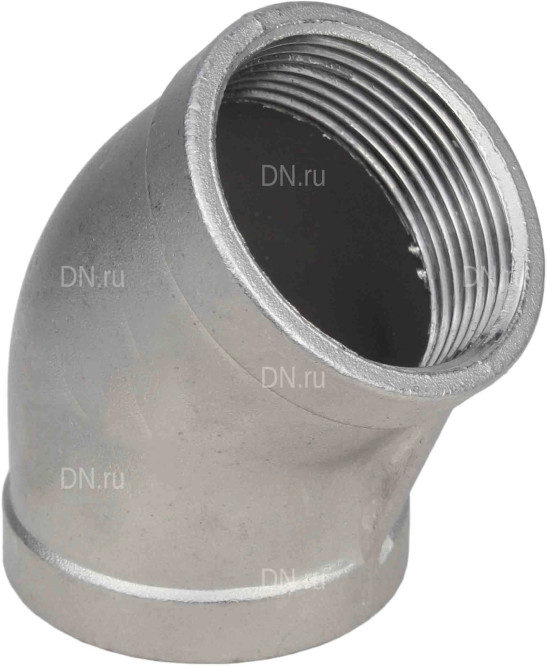 Отвод (полуотвод) ВР-ВР-316 1 1/4″ Ду32 Ру16 угол 45°, корпус - нержавеющая сталь 316, присоединение - внутренняя / внутренняя резьба в Уфе