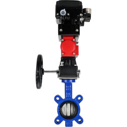 Затвор дисковый поворотный WBV1631E-2W-Fb-H Ду125 Ру16 LUG корпус - чугун QT450, диск - нержавеющая сталь 304, уплотнение - EPDM, с пневмоприводом PA-DA-105, редуктором MON3-700-T38-ISO и позиционером YT-1000RSN с обрат. связью