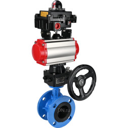 Затвор дисковый поворотный WBV1313E-2W-F-H Ду50 Ру16 фланцевый, корпус - чугун GGG40, диск - чугун GGG40, уплотнение - EPDM, с пневмоприводом PA-DA-105, БКВ APL-410N EX и ручным дублером MON1-250-T26-ISO