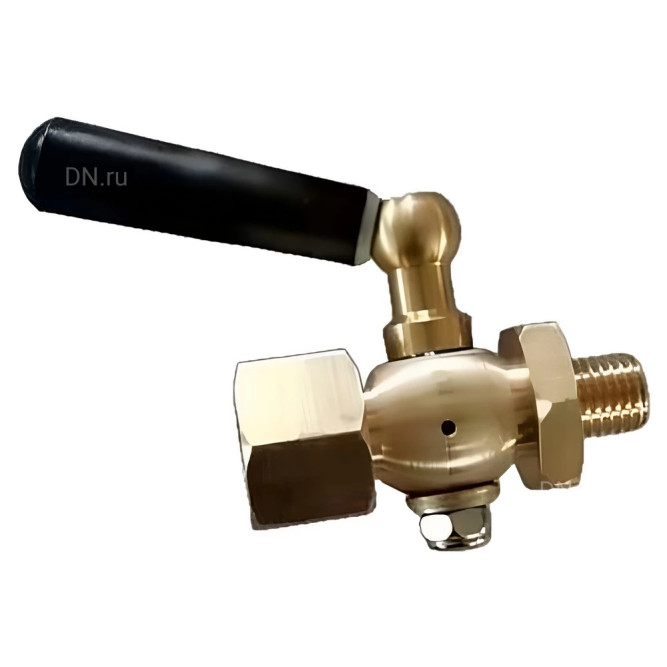 Кран запорный для манометра BVPG0000P-3WT-T-H ВР/НР G1/2″-М20х1.5 Ду15 Ру25 трехходовой, резьбовой, корпус - латунь HPb57-3, шар - латунь HPb57-3, уплотнение - PTFE, с рукояткой в Уфе