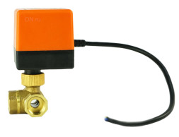 Кран шаровой BV0030NP-SP-3L-T-ED Ду15 Ру16 стандартнопроходной, L-тип, трехходовой, латунь, внутренняя резьба, уплотнение - нитриловый каучук / PTFE, с электроприводом 220В без концевых выключателей