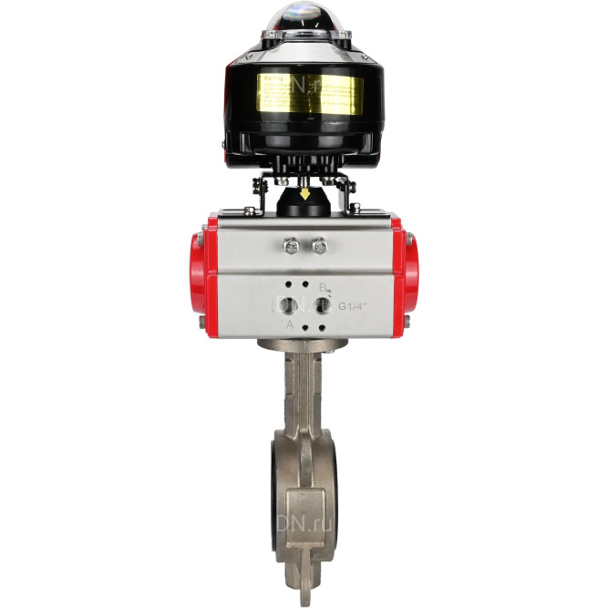 Затвор дисковый поворотный WBV3232E-2W-Fb-H Ду125 Ру16, корпус - нержавеющая сталь 316L, диск - нержавеющая сталь 316L, уплотнение - EPDM, с пневмоприводом PA-SA-130 с возвратными пружинами, с БКВ APL-510N EX в Уфе