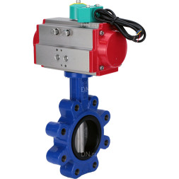 Затвор дисковый поворотный WBV1631N-2W-Fb-H Ду65 Ру16 LUG корпус - чугун QT450, диск - нержавеющая сталь 304, уплотнение - NBR, с пневмоприводом PA-DA-065 и магнитным переключателем ALS200D