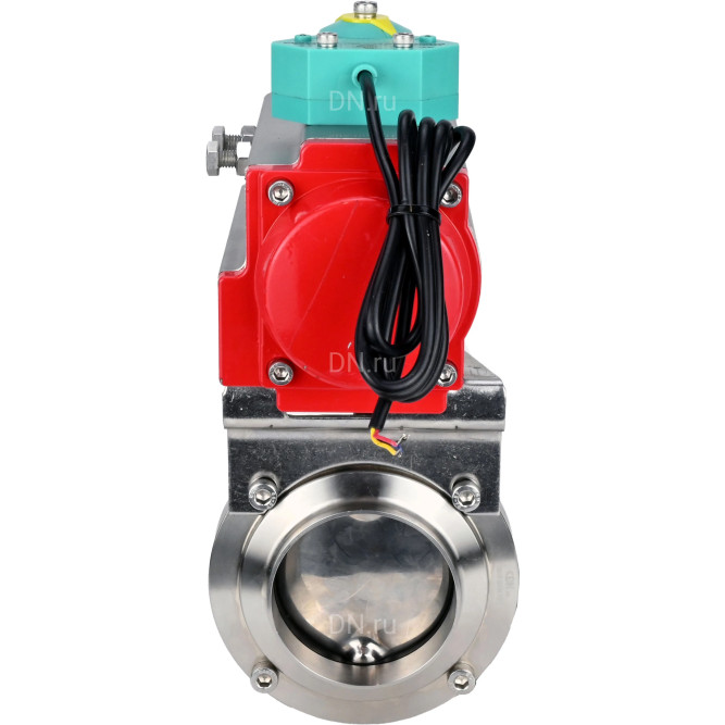 Затвор дисковый поворотный WBV3131E-2W-W-H Ду65 Ру10 под приварку, пищевая нержавеющая сталь 304, уплотнение - EPDM, с пневмоприводом PA-DA-052 и магнитным переключателем ALS200D в Уфе