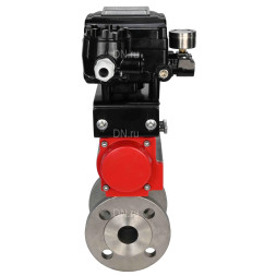 Кран шаровой BV3232P(2pc)-FP-F-ISO-H Ду200 Ру16 полнопроходной двухходовой, нерж. сталь SS316, фланцевый, уплотнение - PTFE, с пневмоприводом PA-DA-160 двойного действия и с электропневматическим поворотным позиционером YT-1000RSN без обратной связи