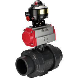 Кран шаровой BV4242E-FP-GRM-ISO Дн20 Ру10 полнопроходной, корпус - НПВХ, шар - НПВХ, уплотнение - EPDM, с пневмоприводом PA-DA-052 и БКВ APL-510N EX