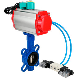 Затвор дисковый поворотный WBV1413E-2W-Fb-H Ду40 Ру16 корпус - чугун GGG50, диск - чугун GGG40, уплотнение - EPDM, 9х9, F05, с пневмоприводом PA-DA-052, пневмораспределителем 4V320-10 AC220V и магнитным переключателем ALS200D