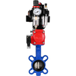 Затвор дисковый поворотный WBV1132N-2W-Fb-H Ду150 Ру16, корпус - чугун GG25, диск - нержавеющая сталь 316L, уплотнение - NBR, с пневмоприводом PA-DA-105, пневмораспределителем 4M310-08 DC24V, БКВ APL-410N EX, БПВ AFC2000
