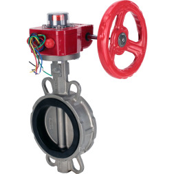 Затвор дисковый поворотный WBV3232N-2W-Fb-H Ду100 Ру16 межфланцевый, корпус - нержавеющая сталь 316L, диск - нержавеющая сталь 316L, уплотнение - NBR, с редуктором HGBF RQN1-180Z с индикатором положения и датчиком обратной связи