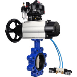 Затвор дисковый поворотный WBV1616E-2W-Fb-H Ду150 Ру16 LUG корпус - чугун QT450, диск - чугун QT450, уплотнение - EPDM, с пневмоприводом PA-DA-105-1, пневмораспределителем 4V320-08 AC220V, БКВ APL-510N EX и БПВ AFC2000