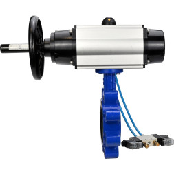 Затвор дисковый поворотный WBV1631E-2W-Fb-H Ду125 Ру16 LUG корпус - чугун QT450, диск - нержавеющая сталь 304, уплотнение - EPDM, с пневмоприводом PA-DA-105-1 и пневмораспределителем 4V320-08 AC220V