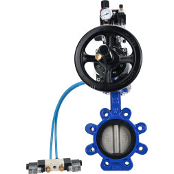 Затвор дисковый поворотный WBV1631E-2W-Fb-H Ду125 Ру16 LUG корпус - чугун QT450, диск - нержавеющая сталь 304, уплотнение - EPDM, с пневмоприводом PA-DA-105-1, пневмораспределителем 4V320-08 AC220V, БКВ APL-210N и БПВ AFC2000