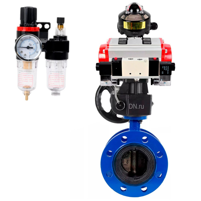 Затвор дисковый поворотный WBV1331E-2W-F-H Ду200 Ру16 фланцевый, чугун GGG40/нержавеющая сталь 304, EPDM, с пневмоприводом PA-DA-140, пневмораспределителем 4V320-10 AC220V, БКВ APL-510N EX, ручным дублером MON4-1200-T54-ISO и БПВ AFC2000 в Уфе