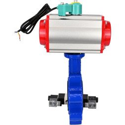 Затвор дисковый поворотный WBV1616E-2W-Fb-H Ду50 Ру16 LUG корпус - чугун QT450, диск - чугун QT450, уплотнение - EPDM, с пневмоприводом PA-DA-065, пневмораспределителем 4V320-10 AC220V и магнитным переключателем ALS200D