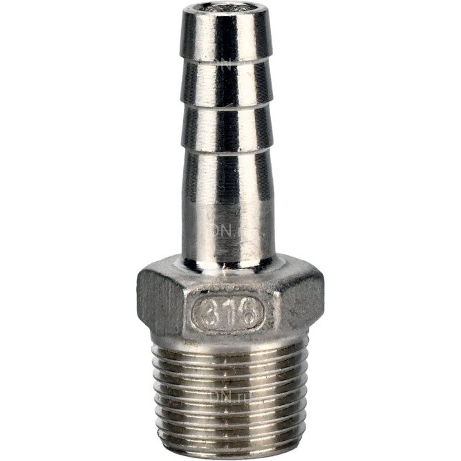 Штуцер елочка BF32-T-1/4-8 1/4″х8мм Ду8 Ру16 шланговый, корпус - нержавеющая сталь AISI 316 (CF8M), присоединение - наружная резьба/штуцер в Уфе