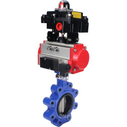 Затвор дисковый поворотный WBV1631E-2W-Fb-H Ду125 Ру16 LUG корпус - чугун QT450, диск - нержавеющая сталь 304, уплотнение - EPDM, с пневмоприводом PA-DA-105, пневмораспределителем 4M310-08 AC220V и БКВ APL-410N EX