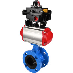 Затвор дисковый поворотный WBV1313E-2W-F-H Ду150 Ру16 фланцевый, корпус - чугун GGG40, диск - чугун GGG40, уплотнение - EPDM, с пневмоприводом PA-DA-130 и БКВ APL-410N EX