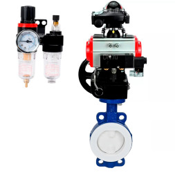 Затвор дисковый поворотный WBV3434Pf-2W-Fb-R Ду150 Ру16 корпус - углеродистая сталь WCB, диск - углеродистая сталь WCB, футерованный PTFE, уплотнение - PTFE, с PA-DA-105, 4M310-08 DC24V, APL-210N, MON3-700-T38-ISO и AFC2000