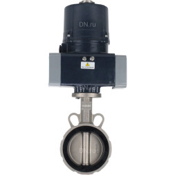 Затвор дисковый поворотный WBV3232E-2W-Fb-H Ду125 Ру16, корпус - нержавеющая сталь 316L, диск - нержавеющая сталь 316L, уплотнение - EPDM, с электроприводом QTSA-N-014EM-O0-220VAC с пружинным возвратом