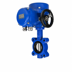 Затвор дисковый поворотный WBV1631N-2W-Fb-H Ду50 Ру16 LUG межфланцевый, корпус - чугун QT450, диск - нержавеющая сталь AISI 304, уплотнение - NBR, с электроприводом QT-N-005M-O2-220VAC-У1 с моментной муфтой и штурвалом
