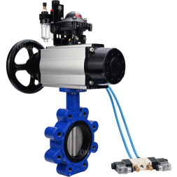 Затвор дисковый поворотный WBV1631N-2W-Fb-H Ду125 Ру16 LUG корпус - чугун QT450, диск - нержавеющая сталь 304, уплотнение - NBR, с пневмоприводом PA-DA-105-1, пневмораспределителем 4V320-08 AC220V, БКВ APL-210N и БПВ AFC2000