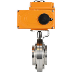 Затвор дисковый поворотный WBV3131E-2W-W-H Ду32 Ру10 под приварку, корпус - пищевая нержавеющая сталь 304, уплотнение - EPDM, с электроприводом QT-N-003EM-O1-24VDC-У1 24В HARK