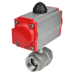 Кран шаровой BV3232P(2pc)-FP-T-ISO-H Ду32 Ру63 полнопроходной двухходовой, нержавеющая сталь 316, внутренняя резьба, уплотнение - PTFE, с пневмоприводом двойного действия PA-DA-052