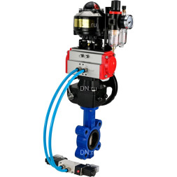 Затвор дисковый поворотный WBV1616E-2W-Fb-H Ду150 Ру16 LUG, корпус - чугун, диск - чугун, уплотнение - EPDM, с пневмоприводом PA-DA-105, пневмораспределителем 4M320-10 AC220V, ручным дублером MON3-700-T38-ISO, БКВ APL-510N EX и БПВ AFC2000