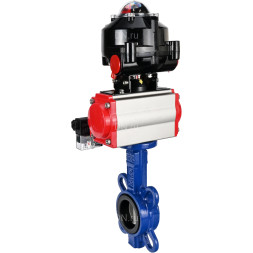 Затвор дисковый поворотный WBV1432E-2W-Fb-H Ду50 Ру16, корпус - чугун GGG50, диск - нержавеющая сталь 316L, уплотнение - EPDM, с пневмоприводом PA-DA-065 двойного действия, пневмораспределителем 4M310-08 AC220V, БКВ APL-510N-EX