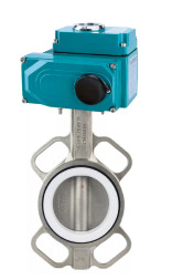 Затвор дисковый поворотный WBV3232P-2W-Fb-H Ду125 Ру16, корпус -нержавеющая сталь 316L, диск - нержавеющая сталь 316L, уплотнение - PTFE, с электроприводом QT-N-020EM-O1-380VAC-У1 380В HARK