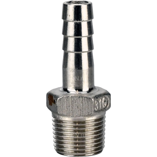 Штуцер елочка BF32-T-1/2-12 1/2″х12мм Ду15 Ру16 шланговый, корпус - нержавеющая сталь AISI 316 (CF8M), присоединение - наружная резьба/штуцер в Уфе