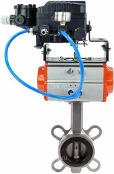 Затвор дисковый поворотный WBV3232N-2W-Fb-H Ду50 Ру16, корпус - нержавеющая сталь 316L, диск - нержавеющая сталь 316L, уплотнение - NBR, с пневмоприводом PA-DA-065 и с электропневматическим поворотным позиционером YT-1000RSN с обратной связью