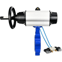 Затвор дисковый поворотный WBV1616E-2W-Fb-H Ду150 Ру16 LUG корпус - чугун QT450, диск - чугун QT450, уплотнение - EPDM, с пневмоприводом PA-DA-105-1 и пневмораспределителем 4V320-08 AC220V