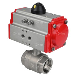 Кран шаровой BV3232P(2pc)-FP-T-ISO-H Ду65 Ру40 полнопроходной двухходовой, нержавеющая сталь 316, внутренняя резьба, уплотнение - PTFE, с пневмоприводом двойного действия PA-DA-083